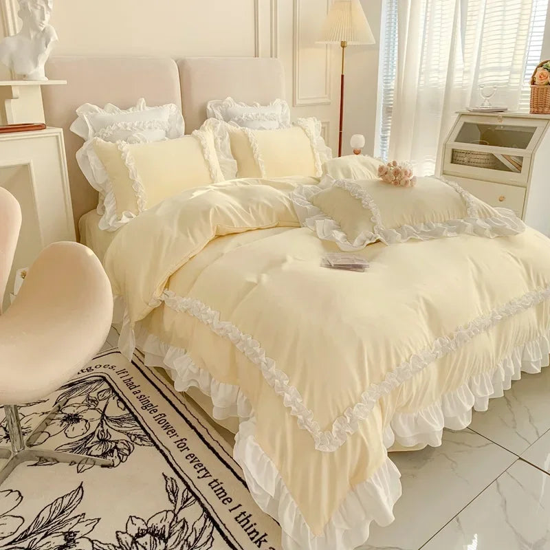 double lace ruffle duvet sets