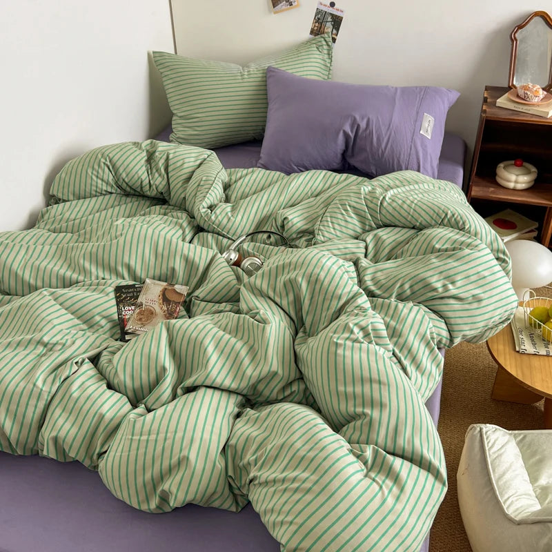 stripey duvet sheet set