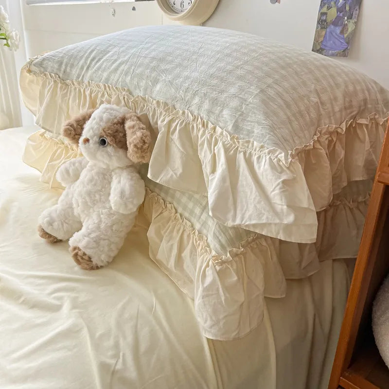 gingham princess ruffles duvet sets