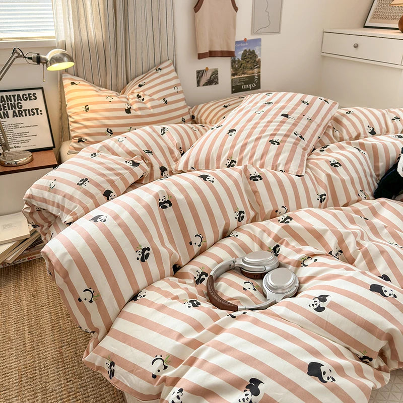 cotton stripe 3p duvet set