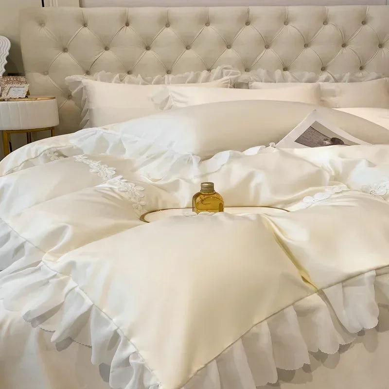 french lace chiffon linen duvet set