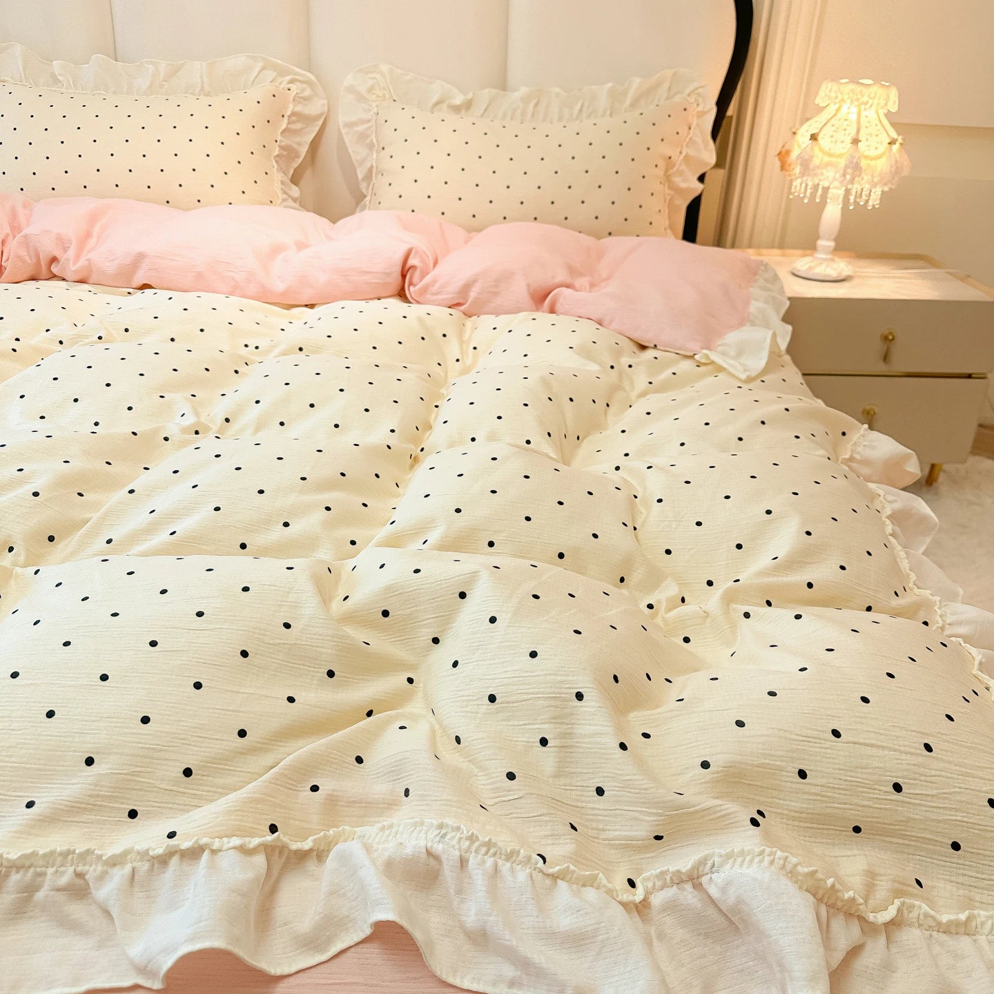 polka dot ruffle duvet set