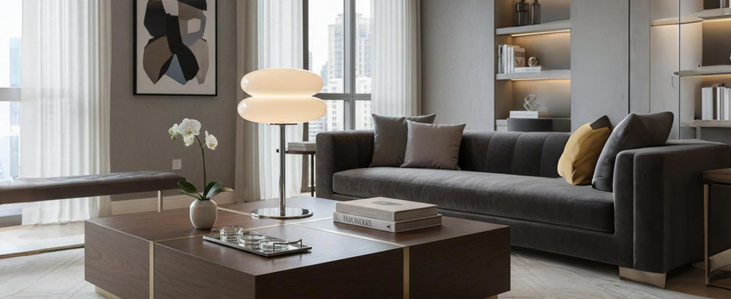 double ring glass table lamp