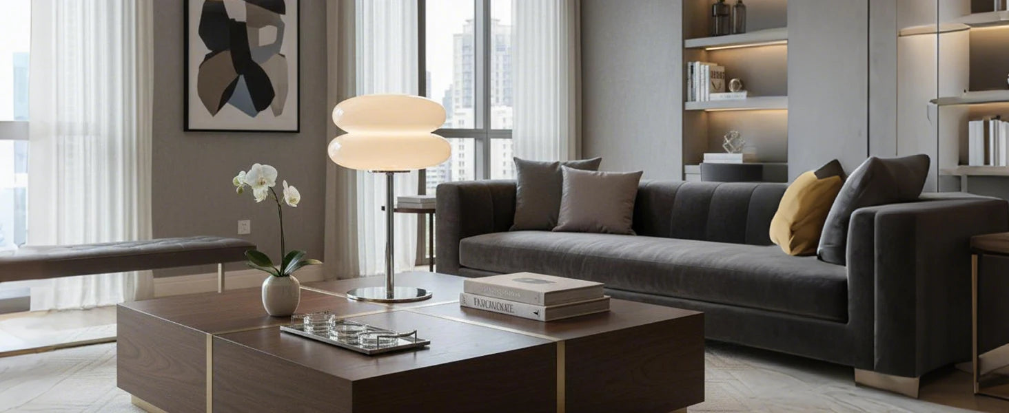 double ring glass table lamp
