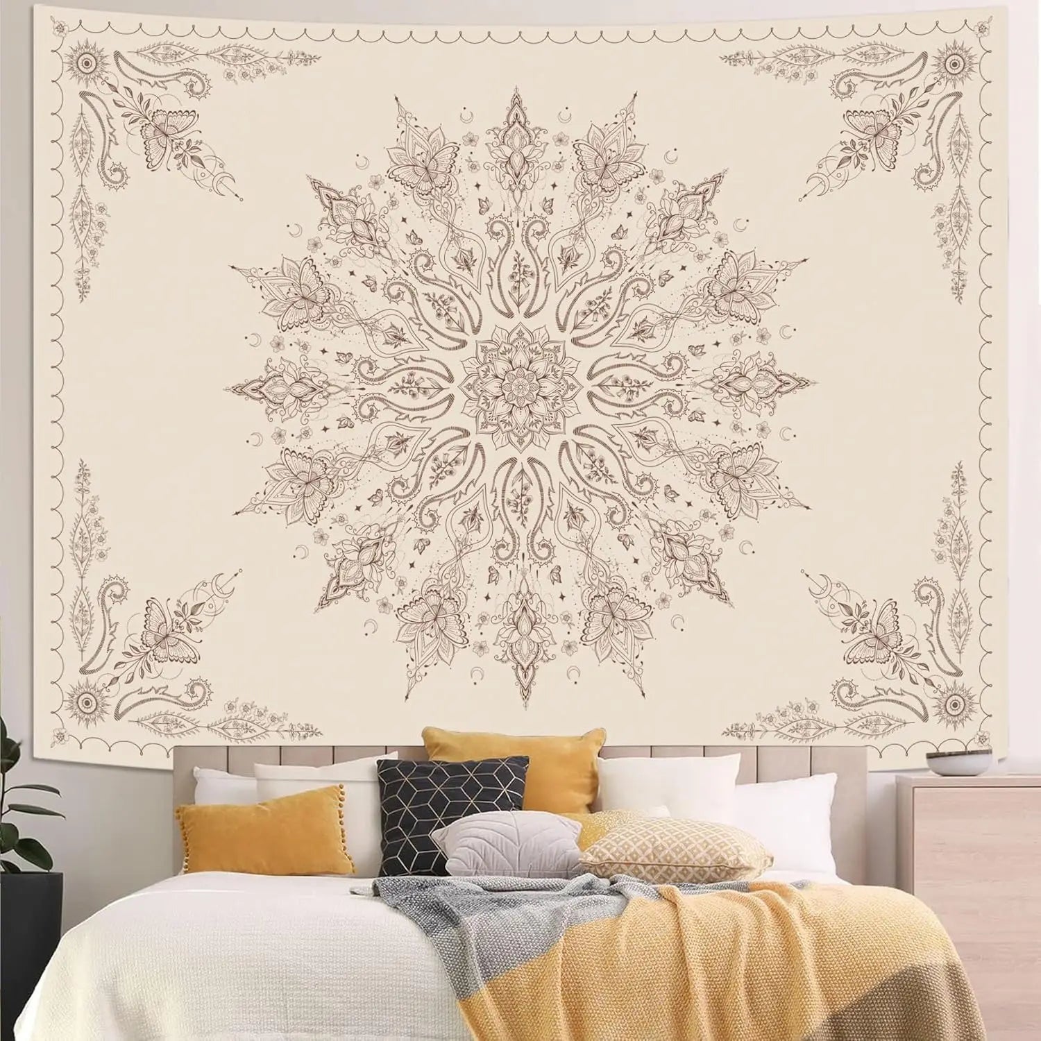 beige mandala boho tapestry