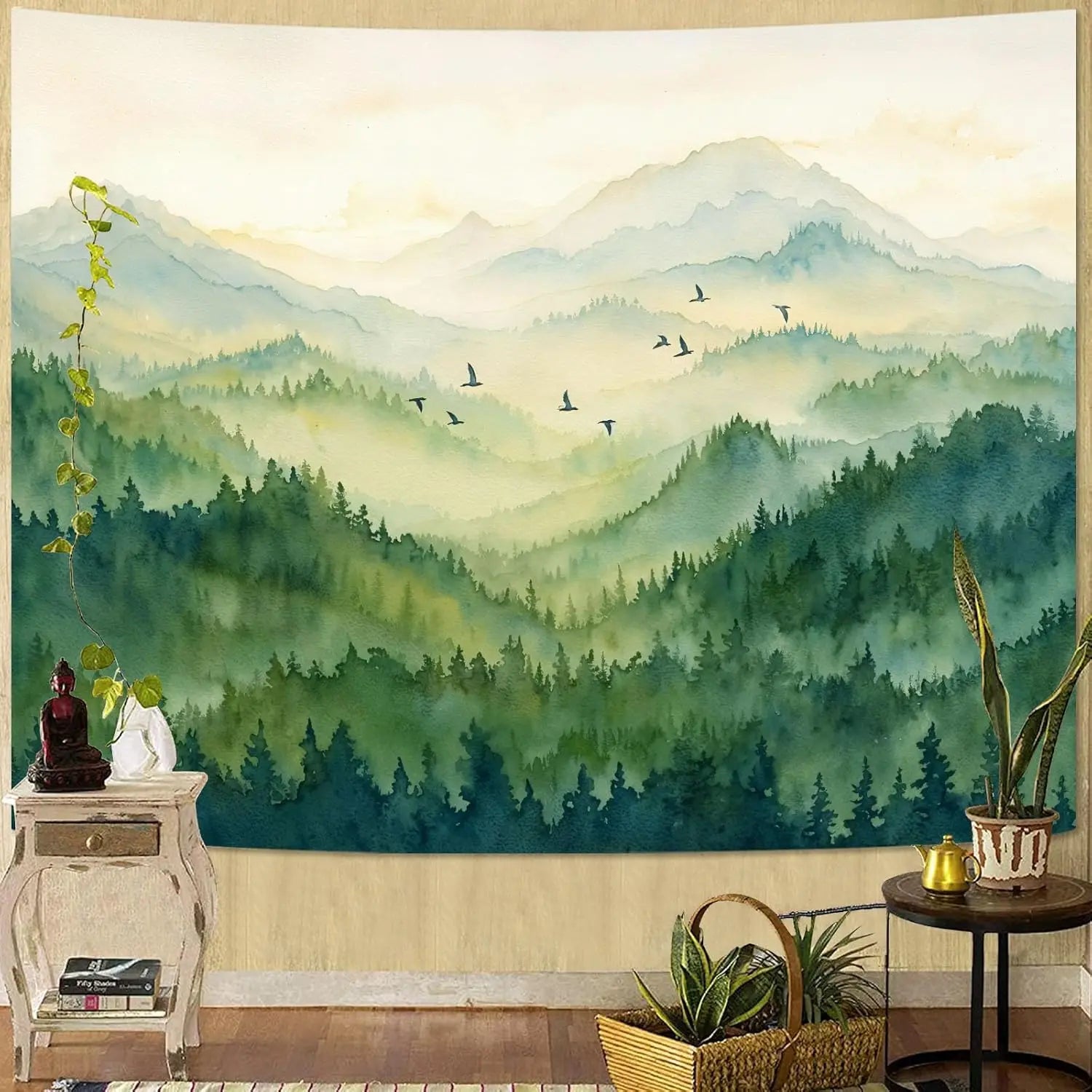 misty mountain tapestry