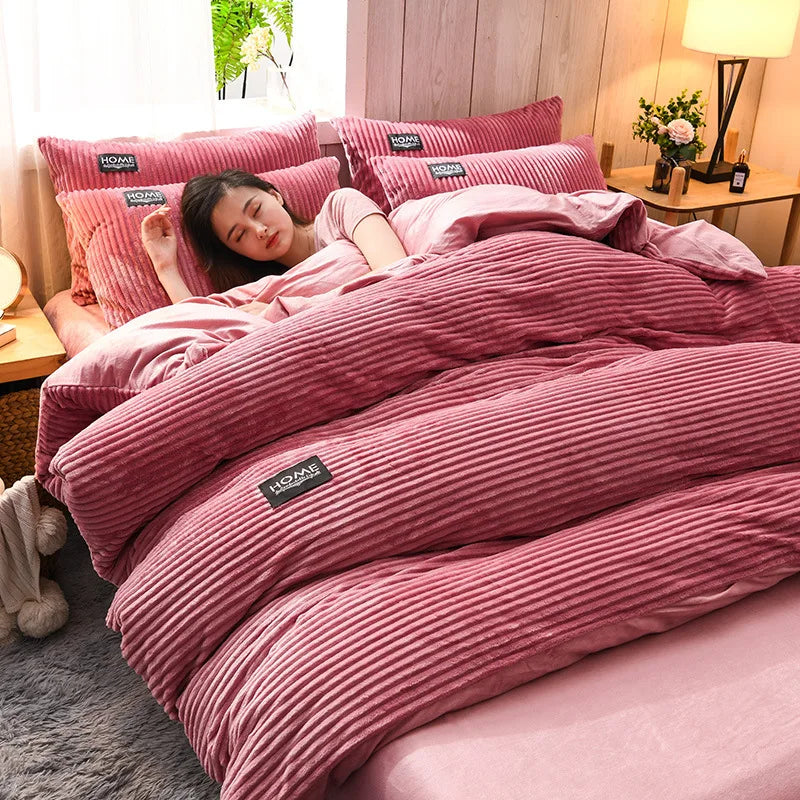 fuzzy corduroy duvet cover set