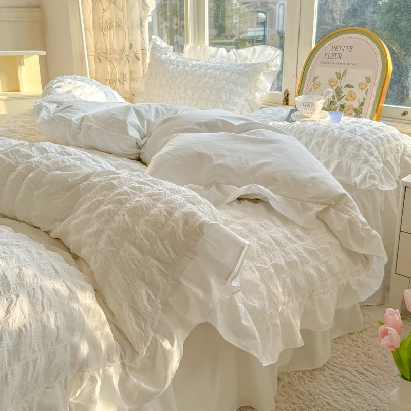 waffle lace duvet bedding