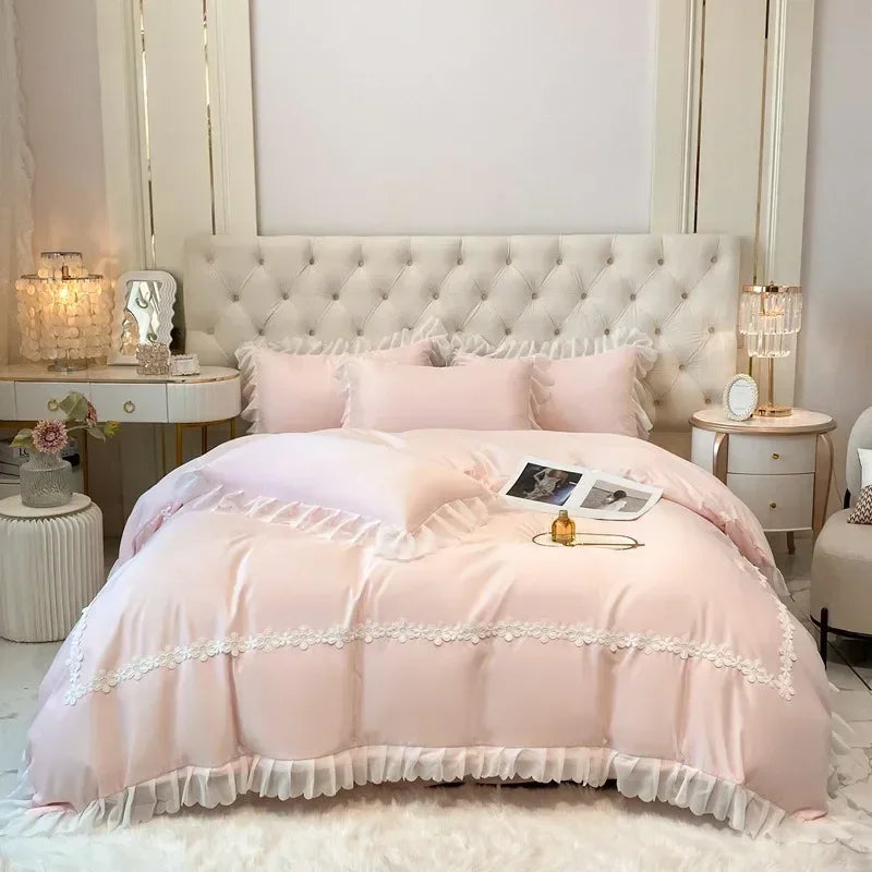 french lace chiffon linen duvet set