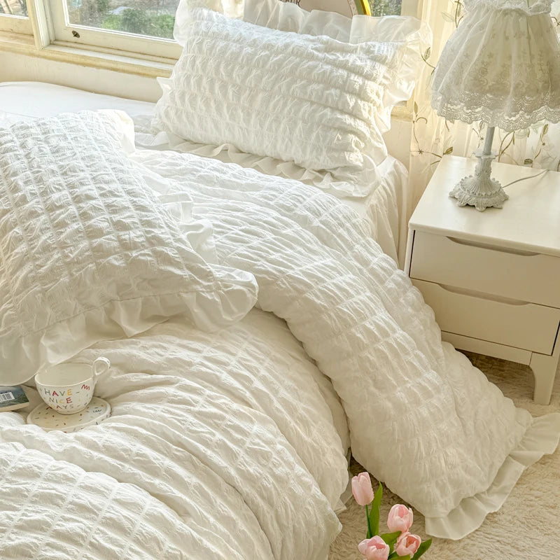 waffle lace duvet bedding