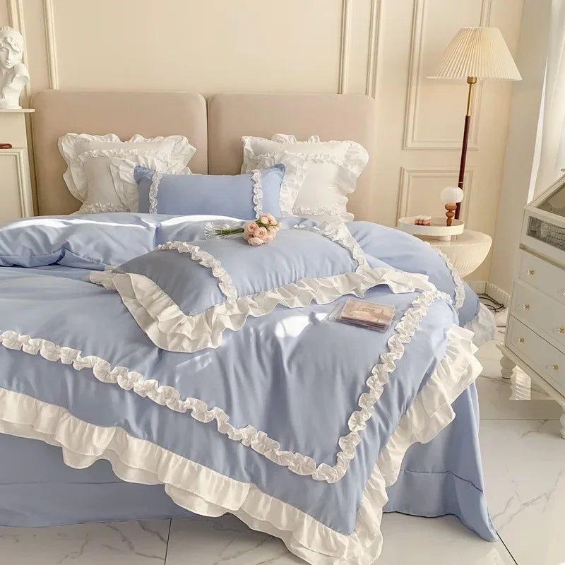 double lace ruffle duvet sets