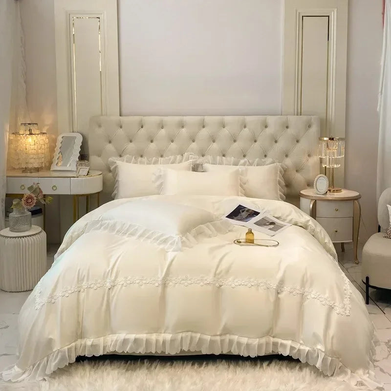 french lace chiffon linen duvet set