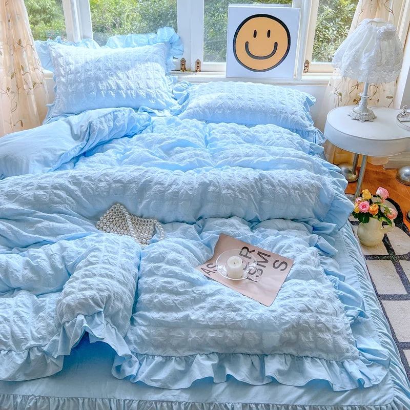 waffle lace duvet bedding