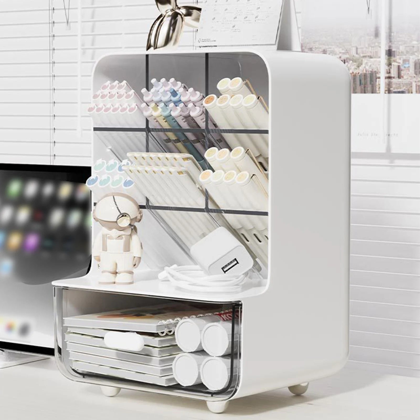 white tall desk organizer