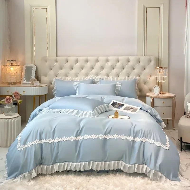 french lace chiffon linen duvet set