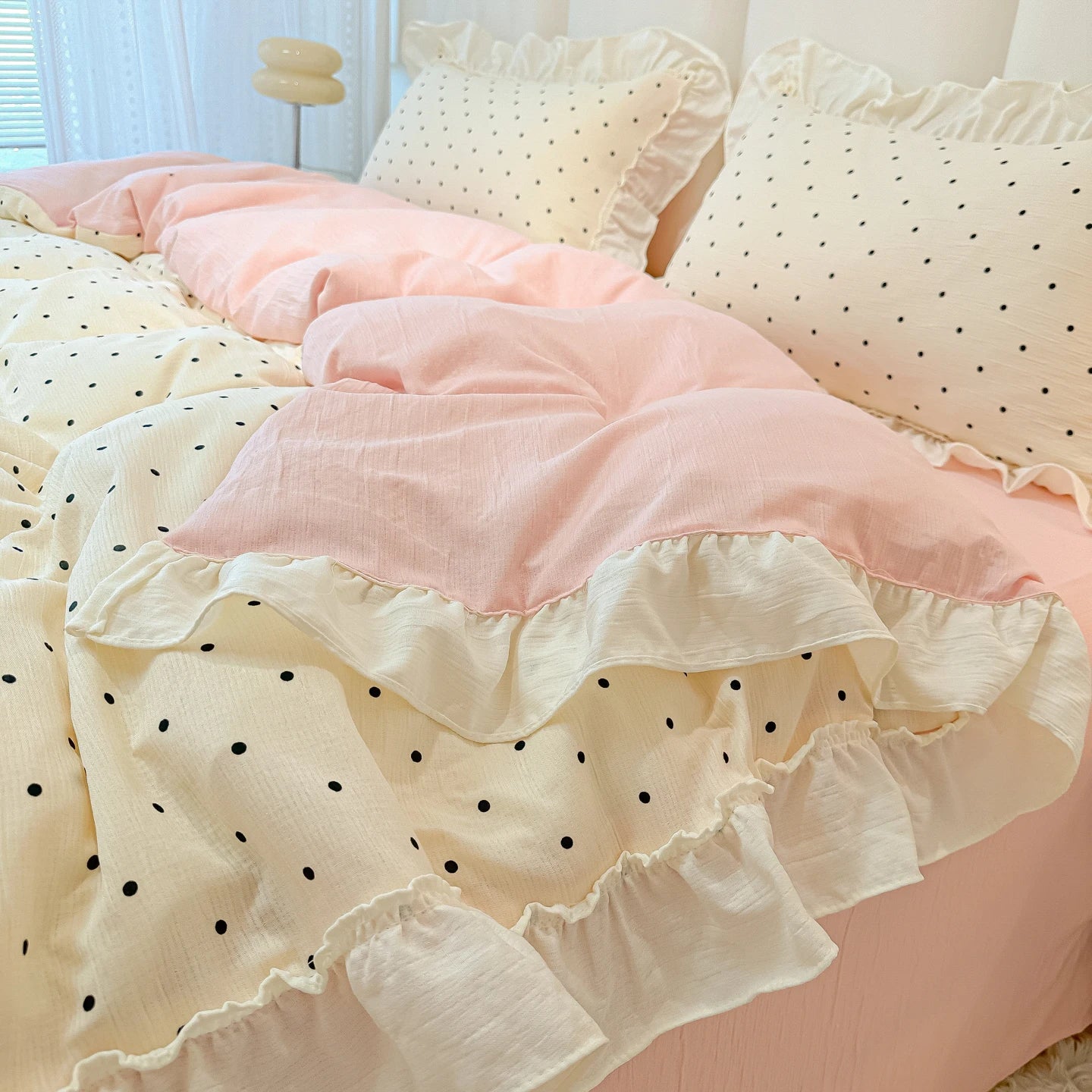 polka dot ruffle duvet set
