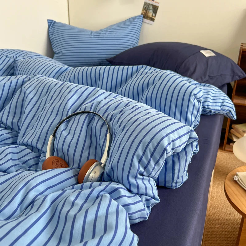 stripey duvet sheet set