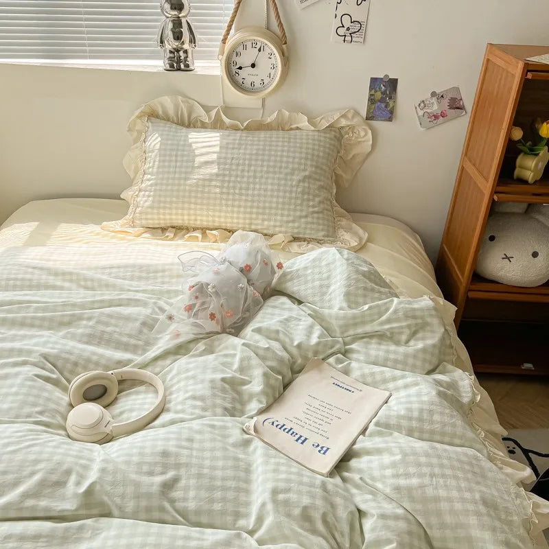 gingham princess ruffles duvet sets