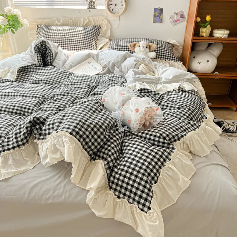 gingham princess ruffles duvet sets