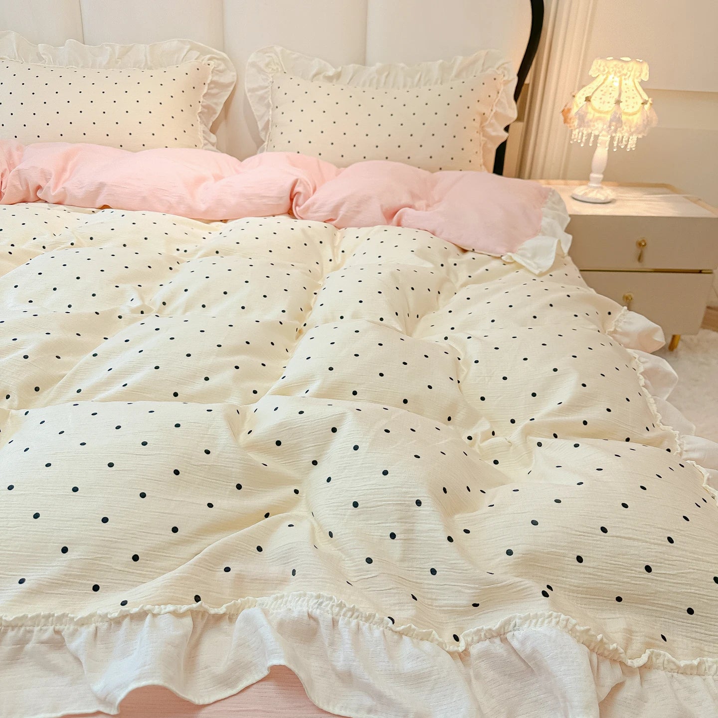 polka dot ruffle duvet set