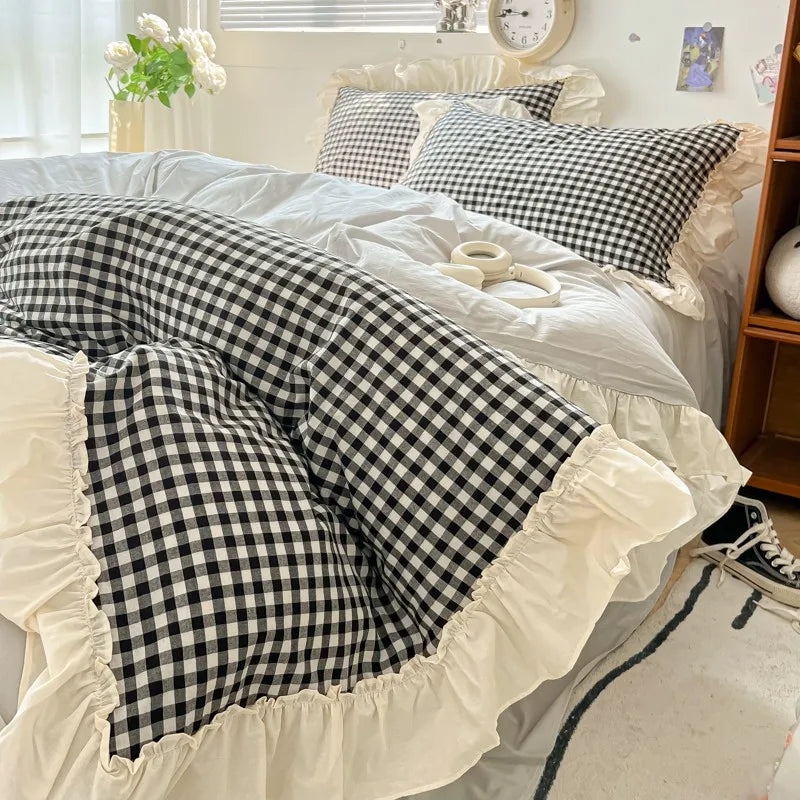 gingham princess ruffles duvet sets