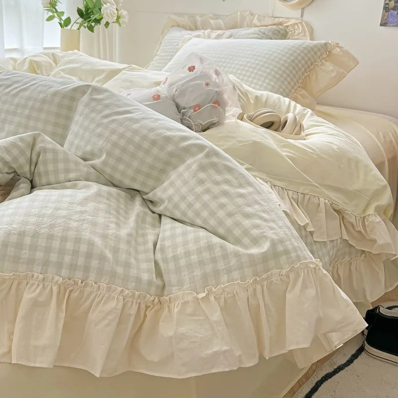 gingham princess ruffles duvet sets