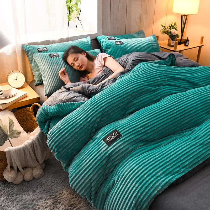 fuzzy corduroy duvet cover set