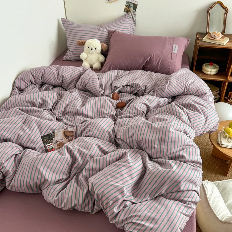 stripey duvet sheet set