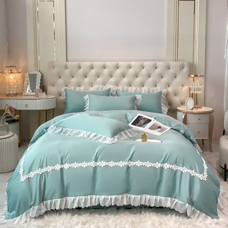 french lace chiffon linen duvet set