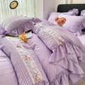 ruffled, ruched, and flowers duvert set