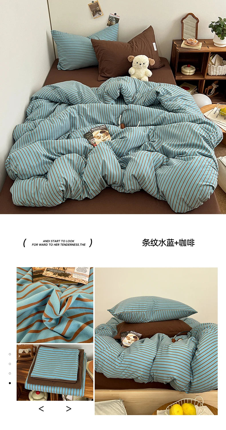 stripey duvet sheet set