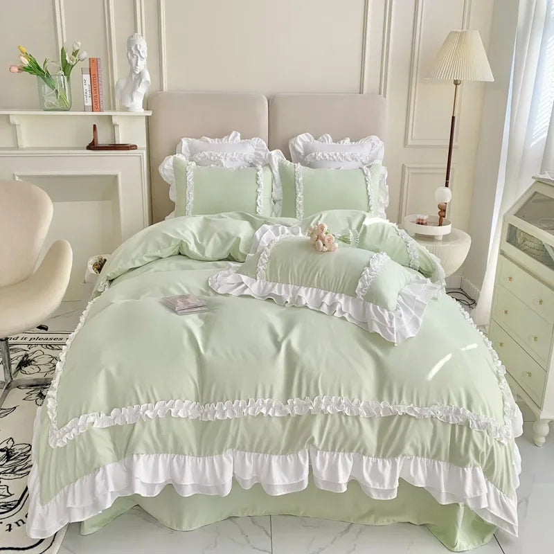 double lace ruffle duvet sets