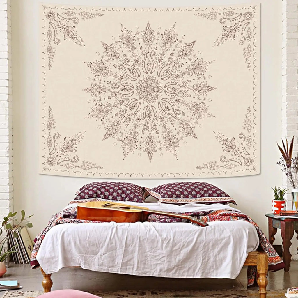 beige mandala boho tapestry