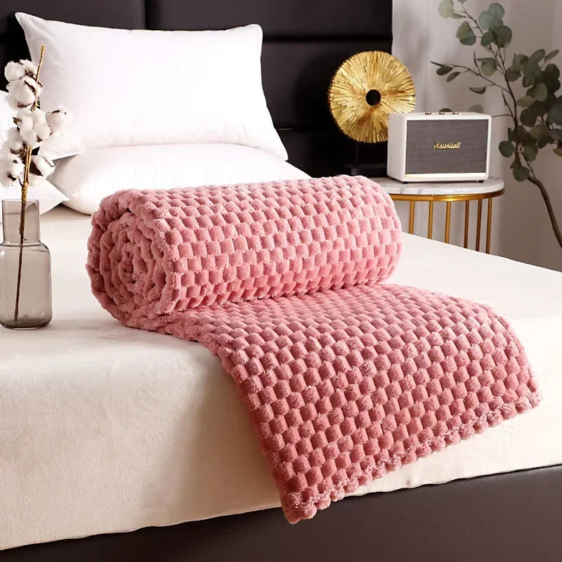 waffle print fluffy blanket