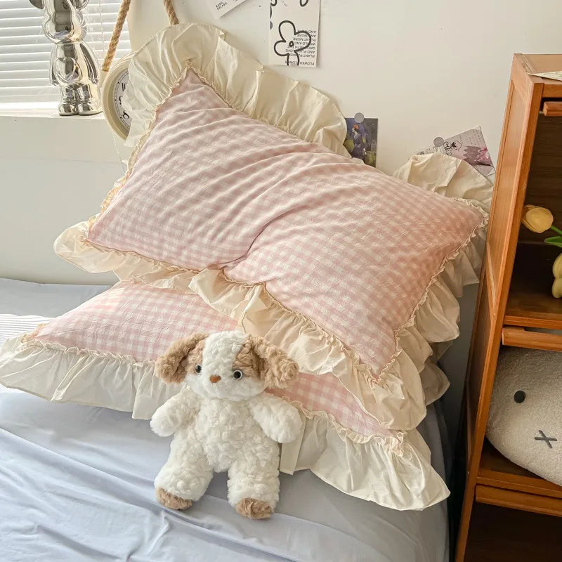 gingham princess ruffles duvet sets