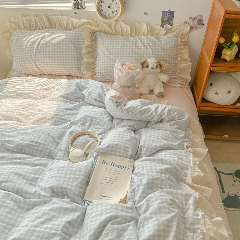 gingham princess ruffles duvet sets