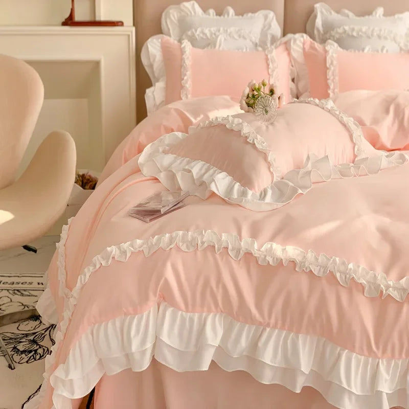 double lace ruffle duvet sets