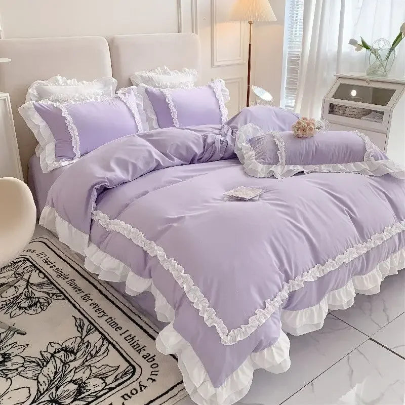 double lace ruffle duvet sets