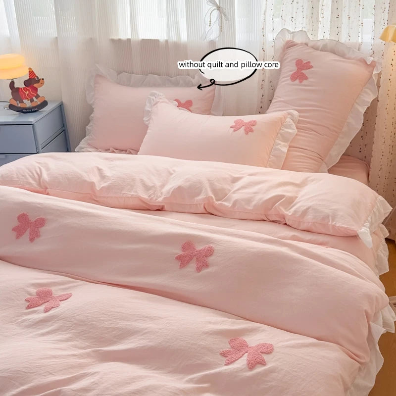 pink white bow + ruffles