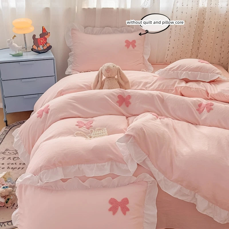 pink white bow + ruffles