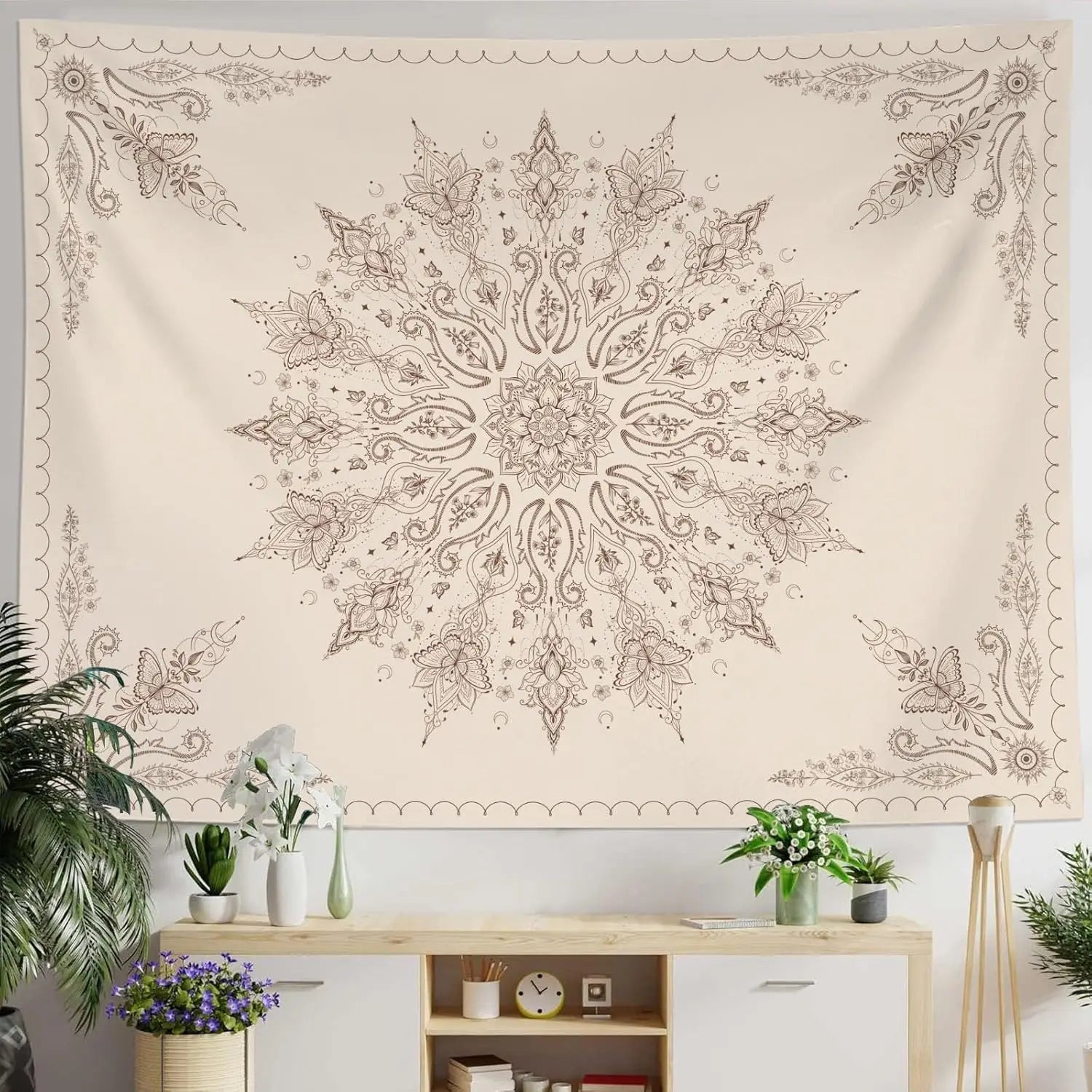 beige mandala boho tapestry