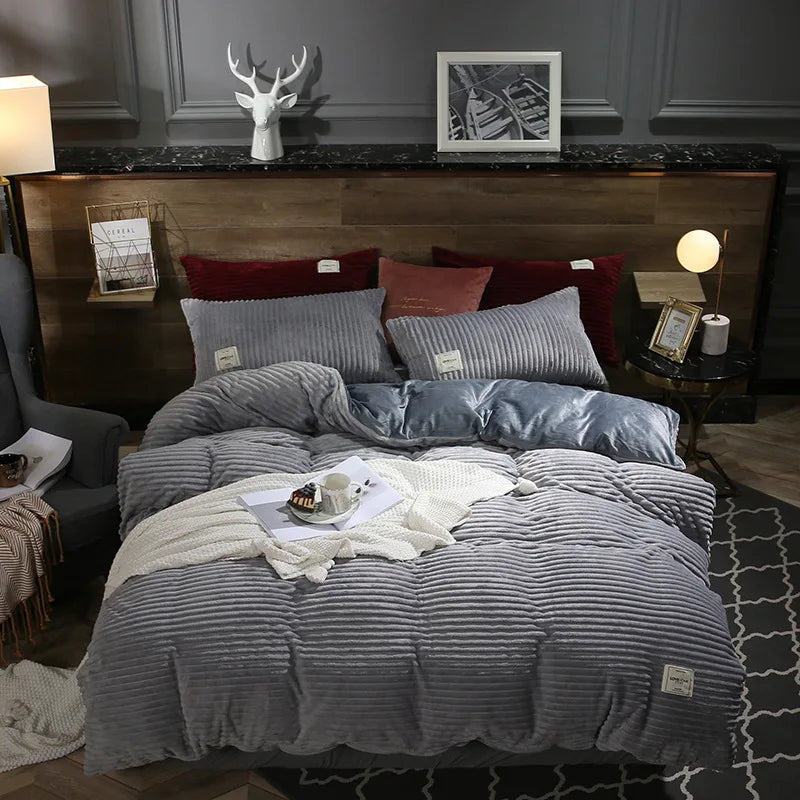 fuzzy corduroy duvet cover set