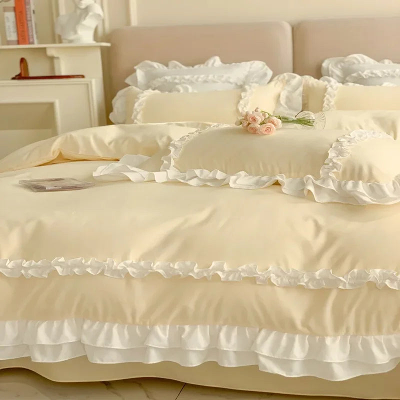 double lace ruffle duvet sets