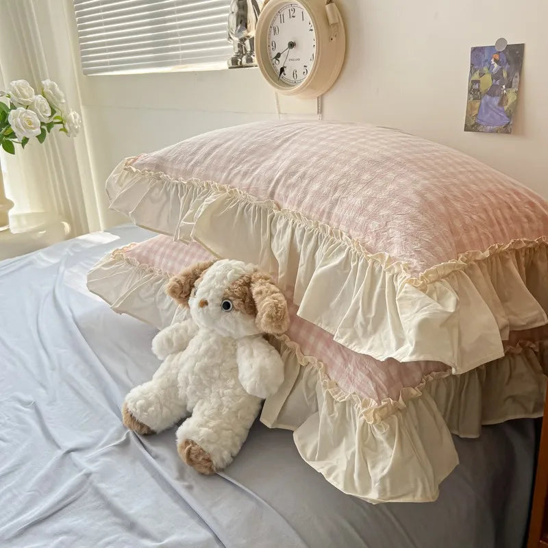 gingham princess ruffles duvet sets