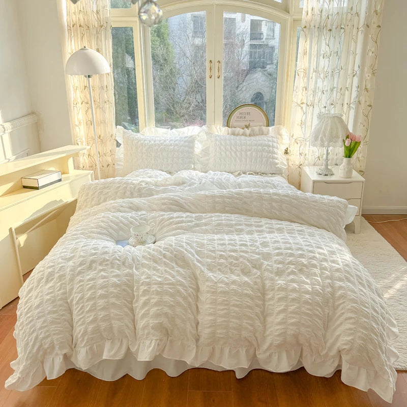 waffle lace duvet bedding