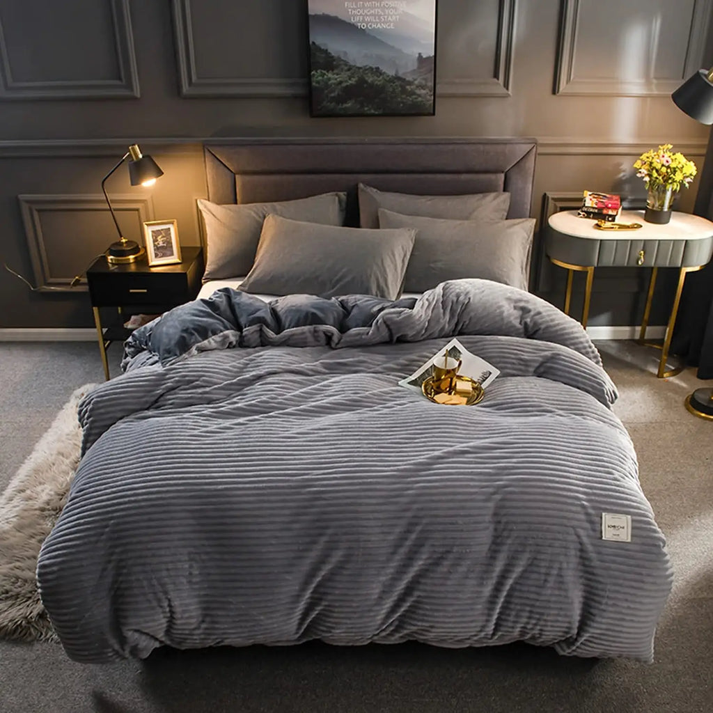 fuzzy corduroy duvet cover set