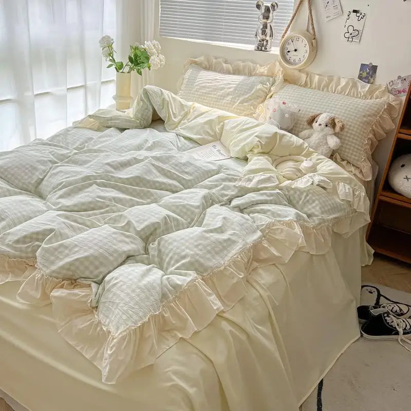 gingham princess ruffles duvet sets