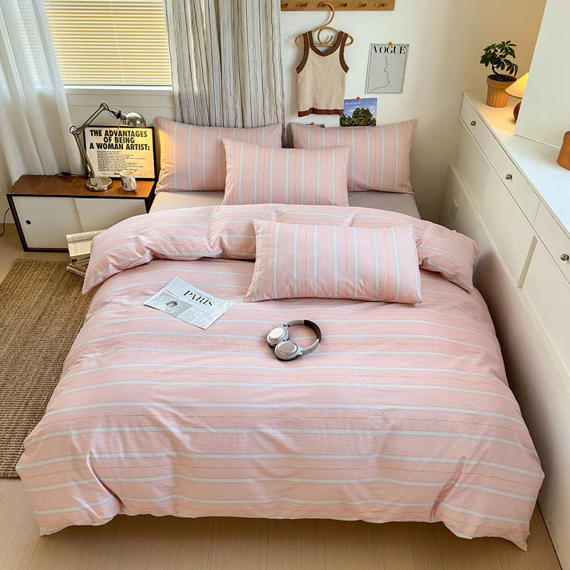 cotton stripe 3p duvet set