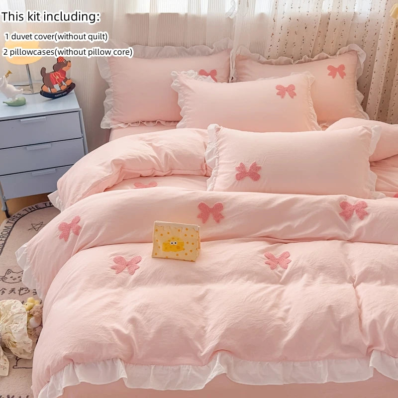 pink white bow + ruffles