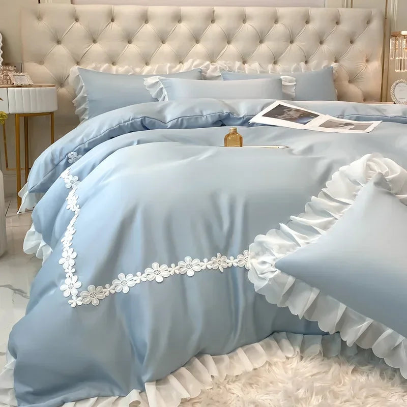 french lace chiffon linen duvet set